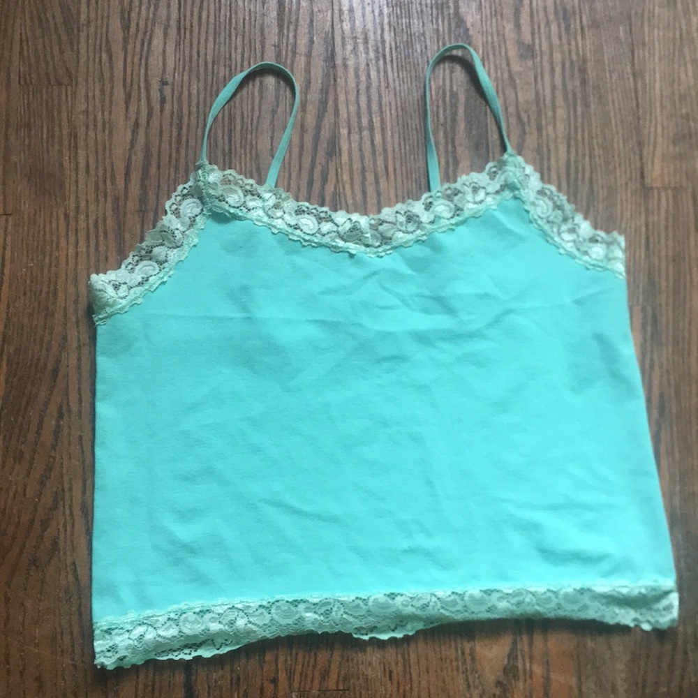 M/L Turquoise Cropped Lace Cami